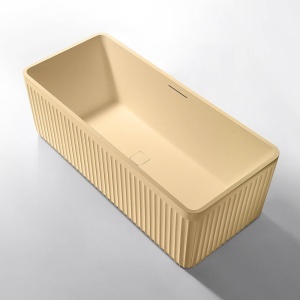 Cada de baie freestanding MUE-D005-1CP 170 x 75 x 60 cm, finisaj mat textura de piatra, Cappuccino - Img 2
