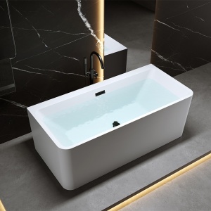 Cada de baie freestanding Sofia 515A, 140 x 75 cm, alb lucios cu ventil negru - Img 2