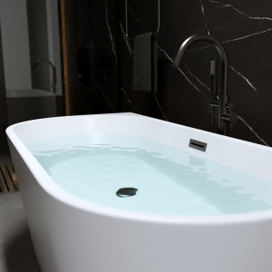 Cada de baie LENA 527C, Dimensiune 160x75cm, Culoare Alb, Deversor Negru - Img 8