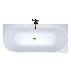 Cada de baie MERA 509C/Dreapta, Dimensiune 160x75cm, Culoare Alb, Devesor Auriu - Img 2