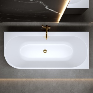 Cada de baie MERA 509D/Dreapta, Dimensiune 170x75cm, Culoare Alb, Deversor Auriu - Img 4