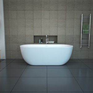 Cada de baie PORTO 503B, Dimensiune 170x75cm, Culoare Alb, Deversor Crom - Img 5