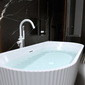 Cada de baie suport CARLO517D, Dimensiune 170x75cm, Design Elegant, Culoare Alb, Deversor Alb - Img 6