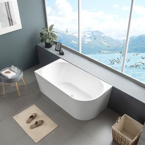 Cada de baie Suport MERA509C 160X75cm, Culoare Alb, Deversor Crom/ Stanga - Img 9