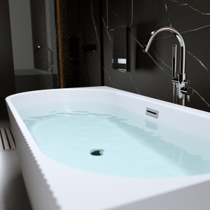 Cada de baie suport RIO 504D, Dimensiuni 140x75cm/Dreapta, Culoare Alb, Deversor Crom - Img 4