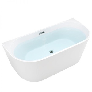 Cada de perete suport Lena527B, Culoare Alb 150x75cm, Deversor Crom - Img 1