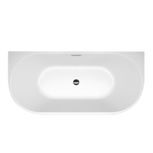 Cada de perete suport Lena527B, Culoare Alb 150x75cm, Deversor Crom - Img 3