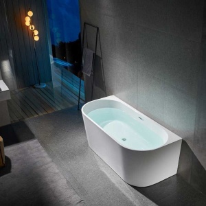 Cada de perete suport Lena527B, Culoare Alb 150x75cm, Deversor Crom - Img 11