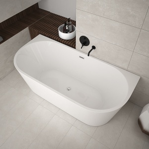 Cada de perete suport Lena527B, Culoare Alb 150x75cm, Deversor Crom - Img 18