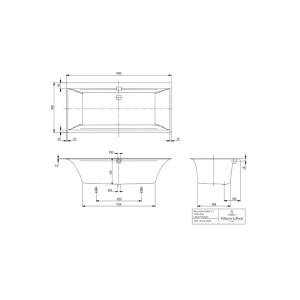 Cada dreptunghiulara compozit Villeroy&Boch Squaro Edge12 190x90 cm Quaryl - Img 6
