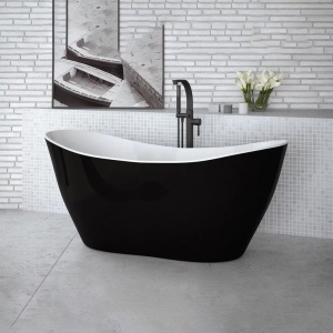 Cada freestanding cu interior alb exterior negru Besco Viya160x70 cm