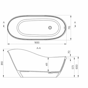 Cada freestanding din compozit Rune Oyster 169,3x71,5 cm - Img 2