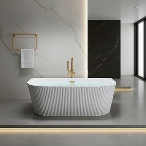 Cada freestanding, montaj la perete Carlo alba cu scurgere aur periat – 170 x 75 cm - Img 8