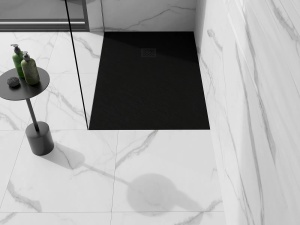 Cadita de dus compozit- structura piatra dreptunghiulara 140x100 cm, Culoare Negru - Img 6