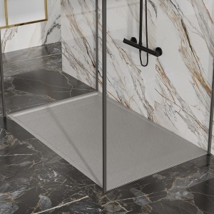 Cadita de dus DEKO Slim, Structura de piatra 100x80cm, Culoare Gri - Img 7