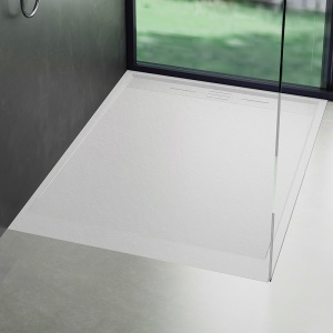 Cadita de dus DEKO Slim, Structura de piatra 130x80cm, Culoare Alb - Img 6
