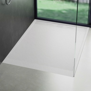 Cadita de dus DEKO Slim, Structura de piatra 140x80cm, Culoare Alb - Img 3