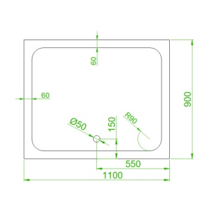 Cadita de dus HIGH SXL04B, Design Modern 110x90cm, Culoare Alb - Img 9