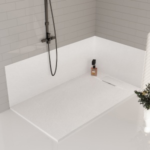 Cadita de dus MIKO Slim, Structura de piatra 100x80cm Culoare Alb - Img 12