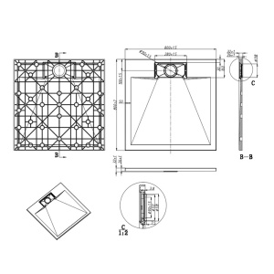 Cadita de dus MIKO Slim, Structura de piatra 80x80cm, Culoare Alb - Img 9