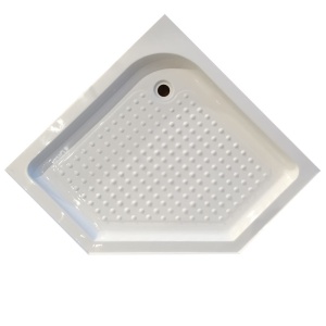 Cadita de dus pentagonala inalta si antiderapanta SXL07 B 90 x 90 cm alba - Img 7
