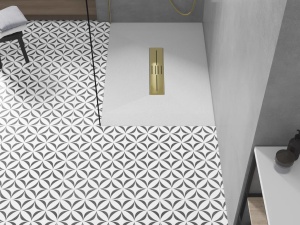 Cadita de dus Toro SMC, culoare alba, sifon auriu, dimensiune 110x90cm - Img 3