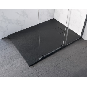 Cadita Dus Din SMC PRO BESCO BLACK COMPOZIT TURNAT , Sifon Inclus, Dimensiuni la alegere, Negru - Img 2