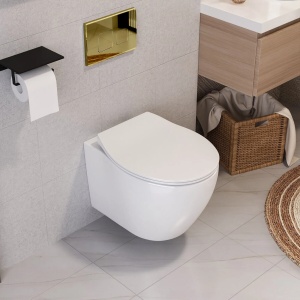Cadru cu rezervor incastrat pentru WC, Clapeta de actionare inclusa F Light Gold - Img 10