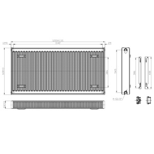 Calorifer din otel tip 22 cu conectare laterala Calor-WH-3, 60 x 120 cm, 1890 W, alb - Img 17