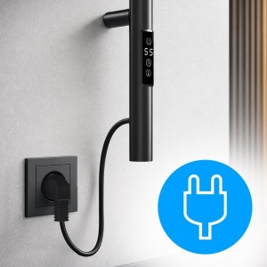 Calorifer electric portprosop vertical Kasjan negru mat – 140.5 x 3.2 cm, 75W, afisaj LED cu timer - Img 8