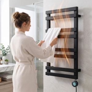 Calorifer electric, protprosop, REA NORI 90x50 Negru Mat - Img 3