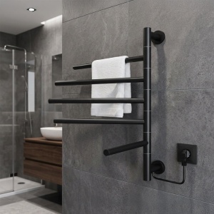 Calorifer portprosop electric Dorian 80W, 62.2 x 51.6 cm, 5 bare rotative, negru mat - Img 14
