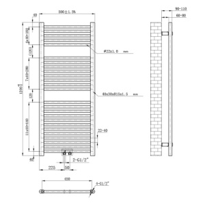 Calorifer vertical GAMA-BL-2 pentru baie 120x50, negru - Img 17