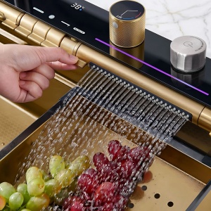 Chiuvetă bucatarie multifuncțională din oțel 10 în 1 REA Alonzo Brush Gold - Img 4
