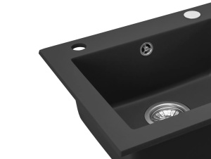 Chiuveta Bucatarie REA GRANIT WEST BLACK, Dimensiuni 44 x 48.5 x 17 cm, 1 Cuva, Incastrabila, Negru - Img 2