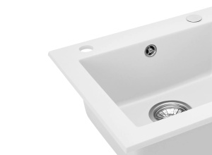 Chiuveta Bucatarie REA GRANIT WEST WHITE, Dimensiuni 44 x 48.5 x 17 cm, 1 Cuva, Incastrabila, Alb - Img 2