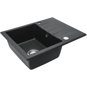 Chiuveta Bucatarie REA NORTH BLACK, Dimensiuni 48.5 x 59.5 x 18 cm , Picurator Reversibil, Incastrabila, Dreptunghiulara, Negru cu Picatele - Img 2