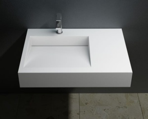 Chiuveta De Blat PRO CASPAR, Dimensiuni 75x50x 13 cm, Montaj Pe Blat, Design Deosebit, Forma Dreptunghiulara, Conglomerat, Alb - Img 2