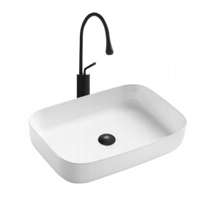 Chiuveta de blat PRO KAYA SLIM, Dimensiuni 60 x 42 x 14 cm, Forma Dreptunghiulara, Ceramica sanitara, Fara gaura baterie, Alb - Img 1