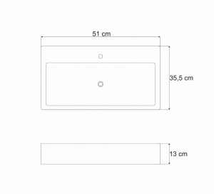 Chiuveta de blat PRO METRO, Dimensiuni 40,50,60 cm, Forma Dreptunghiulara, Ceramica sanitara, Fara gaura baterie, Alb - Img 2