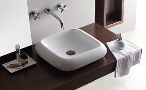 Chiuveta De Blat PRO SCILLA, 46x46 x 11 Cm, Montaj Pe Blat, Design Deosebit, Forma Dreptunghiulara, Ceramica Sanitara, Alb - Img 1