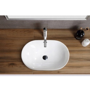 Chiuveta de blat PRO VERA, Dimensiuni 60x 40x 19 cm, Forma Dreptunghiulara, Ceramica sanitara, Fara gaura baterie, Alb - Img 5