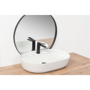 Chiuveta de blat REA AURA, Dimensiuni 60.5cm x 40.5 x 13.5 cm, Ceramica Sanitara, gaura baterie, Alb - Img 2