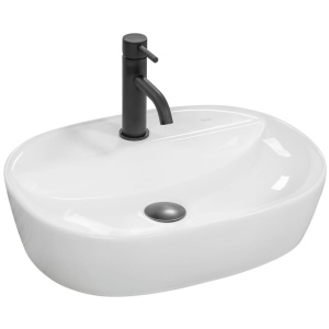 Chiuveta de blat REA CARINA, Dimensiuni 50cm x 38.5 x 12 cm, Ceramica Sanitara, gaura baterie, Alb - Img 1
