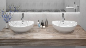 Chiuveta de blat REA CINDY, Montaj Pe Blat, Design Deosebit, Ceramica Sanitara, Alba - Img 3