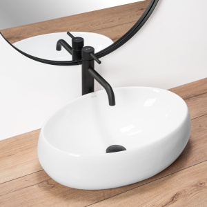 Chiuveta de blat REA Linda, 34.1x48.3 X 14.5 Cm, Montaj Pe Blat, Design Deosebit, Ceramica Sanitara, Alb - Img 4