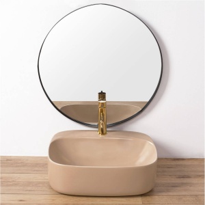 Chiuveta de blat REA LUIZA Beige 50 , Dimensiuni 50 cm x 42.5 x 15.5 cm, Ceramica Sanitara,Gaura baterie, Bej Mat - Img 3