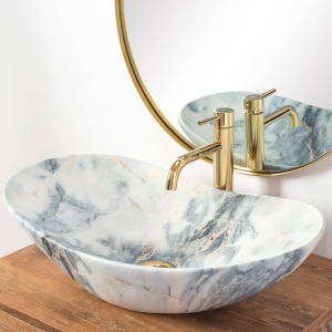Chiuveta de blat REA ROYAL Granit Shiny, Dimensiuni 60.5 x 36 x 16 cm, Forma Ovala, Ceramica sanitara - Img 3