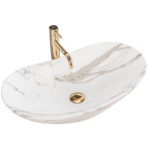 Chiuveta de blat REA ROYAL Lava Mat, Dimensiuni 60 x 35 x 15 cm, Forma Ovala, Ceramica sanitara, Alb Mat - Img 1