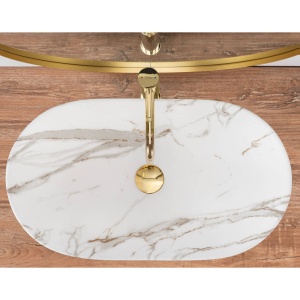 Chiuveta de blat REA ROYAL Lava Mat, Dimensiuni 60 x 35 x 15 cm, Forma Ovala, Ceramica sanitara, Alb Mat - Img 5